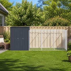 Stylish Anthracite Dog House and Run for Your Backyard