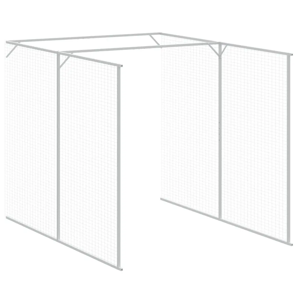 Dog House with Run Light Grey Outdoor Pet Kennel Enclosure Galvanised Steel