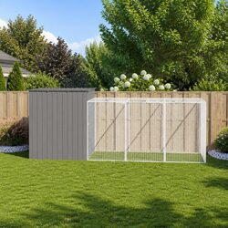 Versatile Light Grey Dog House with Run for Pets