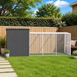Enhanced Outdoor Living with Anthracite Dog House and Run
