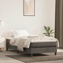 Stylish Box Spring Bed with Comfortable Pocket Spring Mattress in Grey 100x200 cm