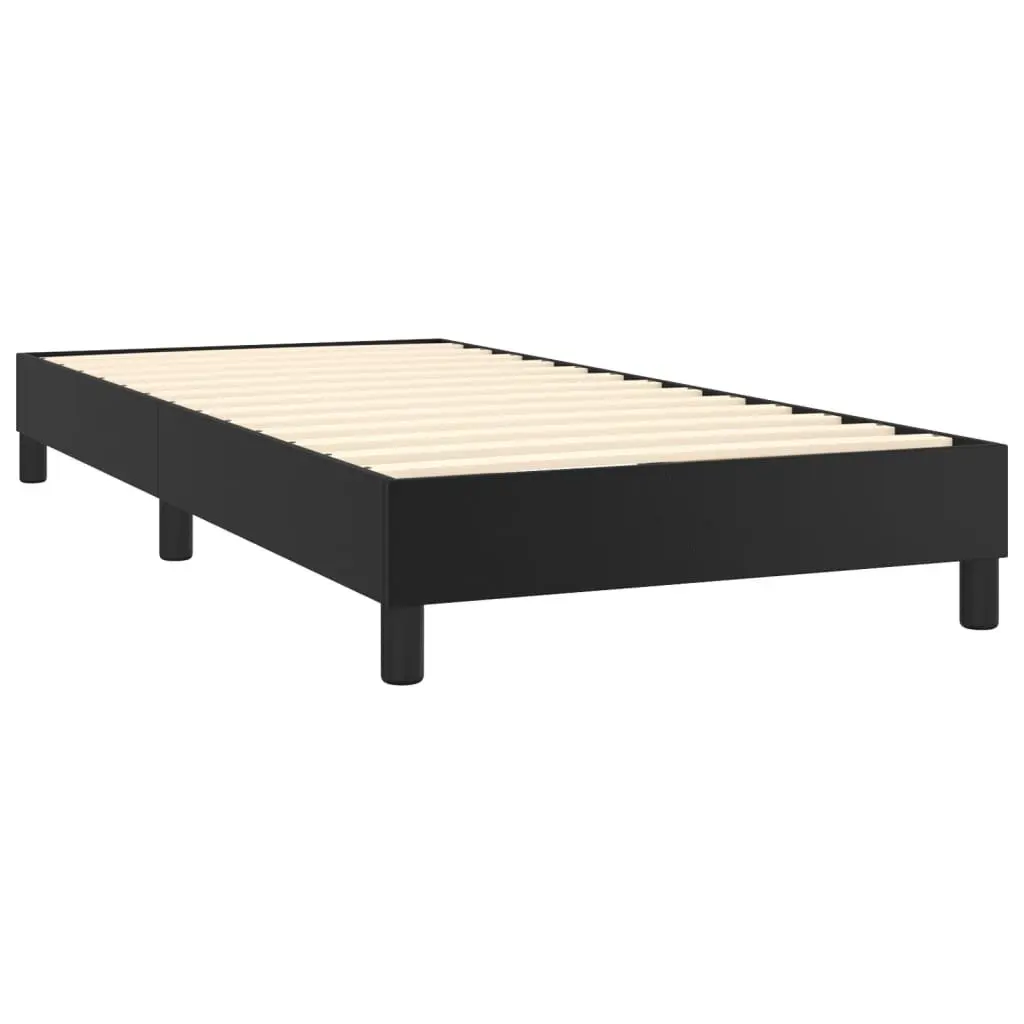 Box Spring Bed with Mattress King Single Size Black Adjustable Headboard