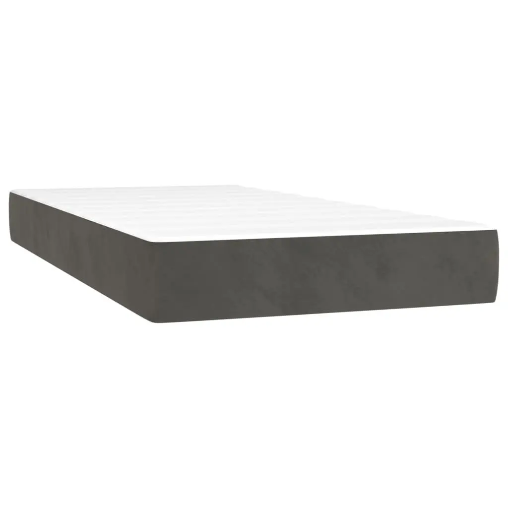 Box Spring Bed 100x200 cm Adjustable Headboard Pocket Spring Mattress Grey Velvet