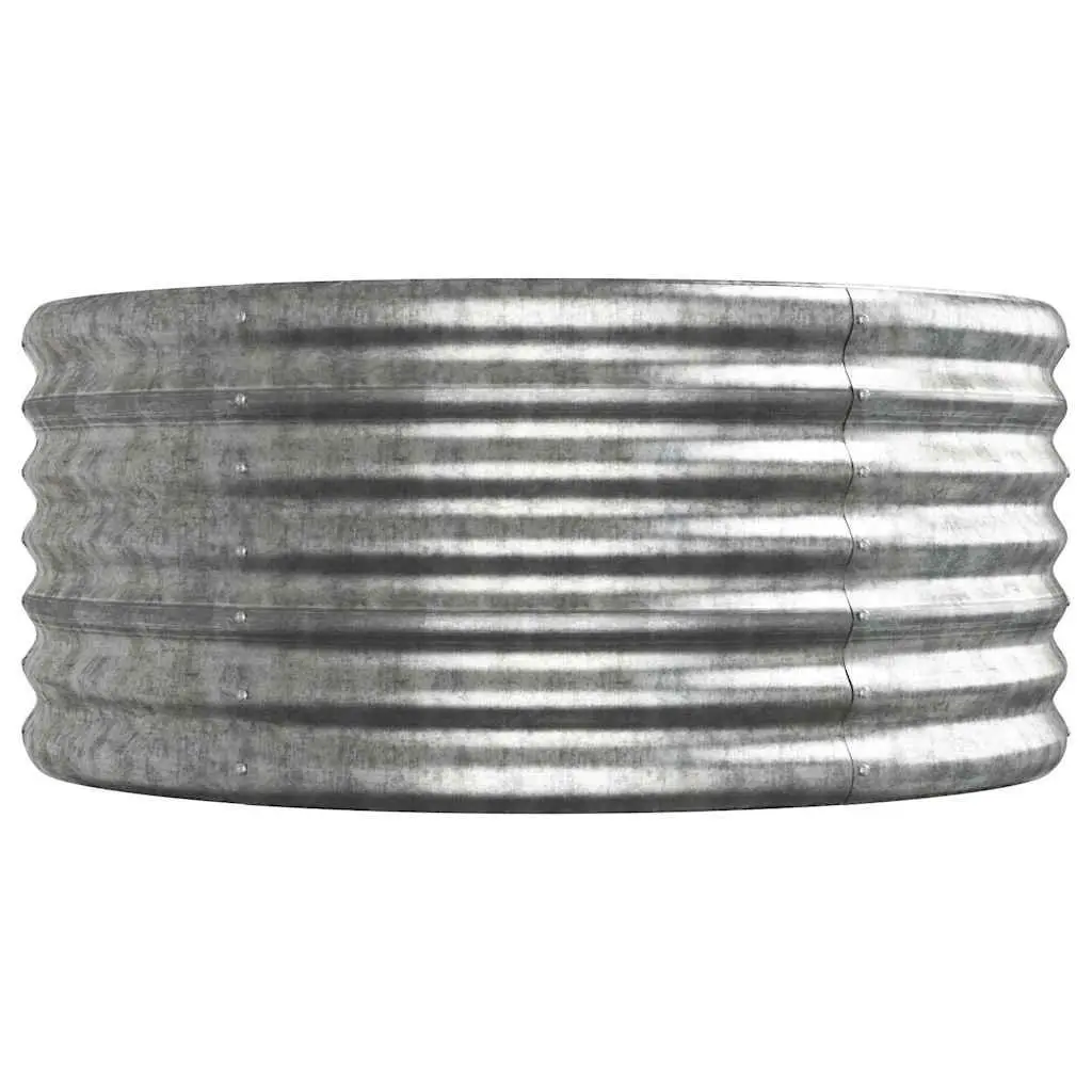 Garden Raised Bed Planter Silver Galvanised Steel Sturdy Frame Weather Resistant Outdoor Flower Vegetable Box