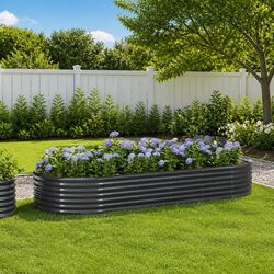 Raised Garden Bed Planter Outdoor Anthracite Steel Frame Vegetables Flowers