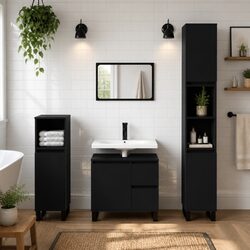 Elevate Your Bathroom with a 3-Piece Black Furniture Set