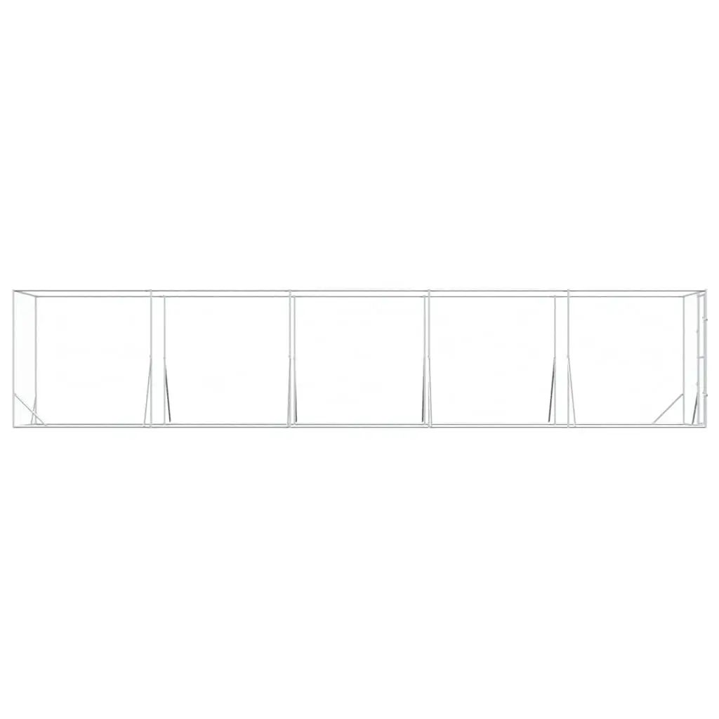 Outdoor Dog Kennel Run Enclosure 2 x 10 m Silver Galvanised Steel Spacious Pet Cage