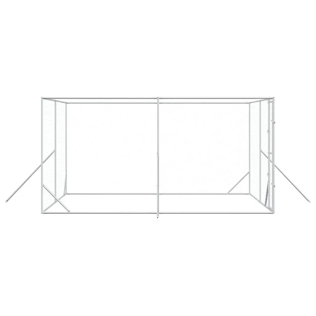 Outdoor Dog Kennel 4x4x2m Silver Galvanised Steel Enclosure Run Cage