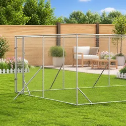 4x8x2m Silver Dog Kennel Run for Outdoor Living