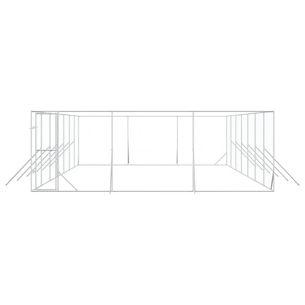 Outdoor Dog Kennel 6x14x2m Silver Galvanised Steel Lockable Enclosure