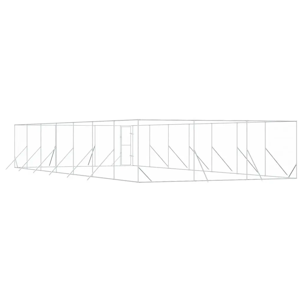 Outdoor Dog Kennel 6x14x2m Silver Galvanised Steel Lockable Enclosure