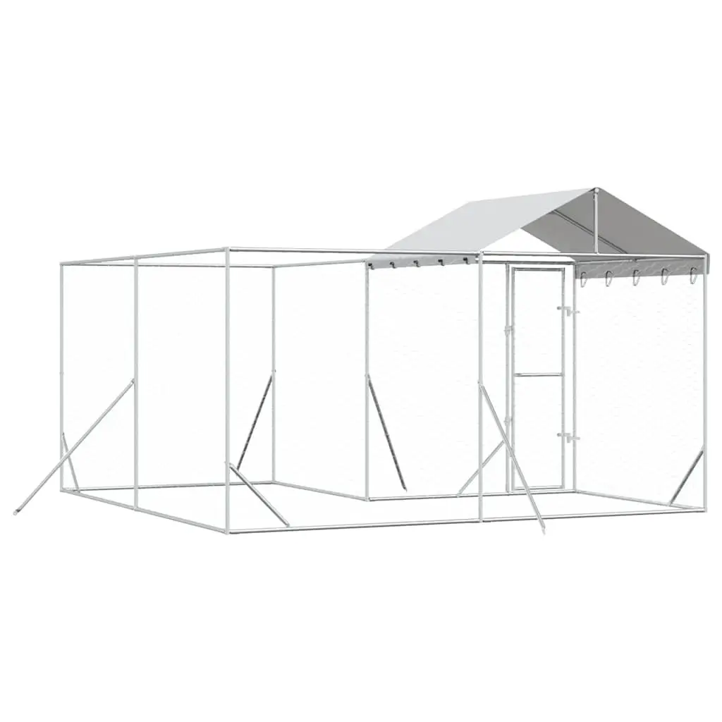 Dog Kennel 4x4x2.5m Galvanised Steel Outdoor Enclosure with Roof