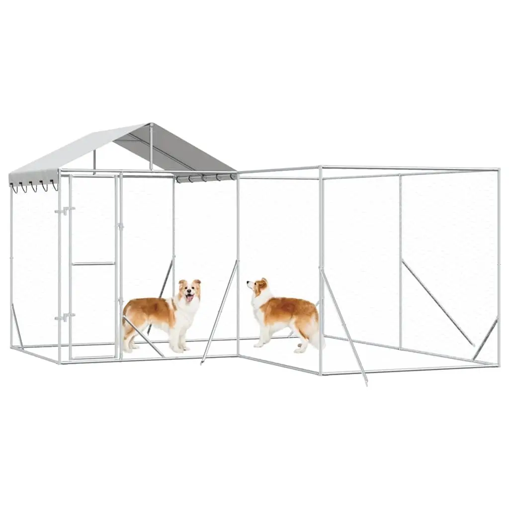 Dog Kennel 4x4x2.5m Galvanised Steel Outdoor Enclosure with Roof
