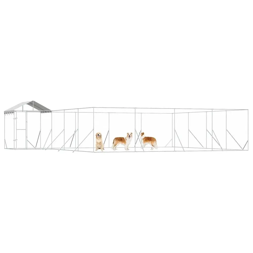 Outdoor Dog Kennel 10x8x2.5m Galvanised Steel Enclosure with Roof and Lockable Door