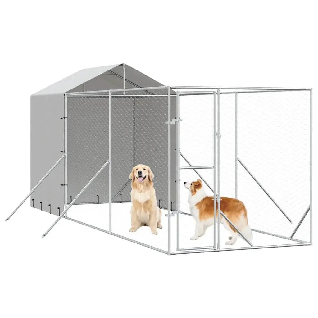 Outdoor Dog Kennel 2x6x2.5m Galvanised Steel Roof Enclosure