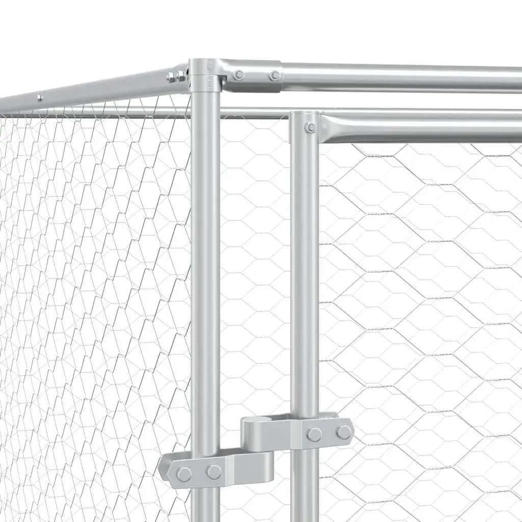 Outdoor Dog Kennel 4x4x2.5m Galvanised Steel Heavy-duty Roof Enclosure