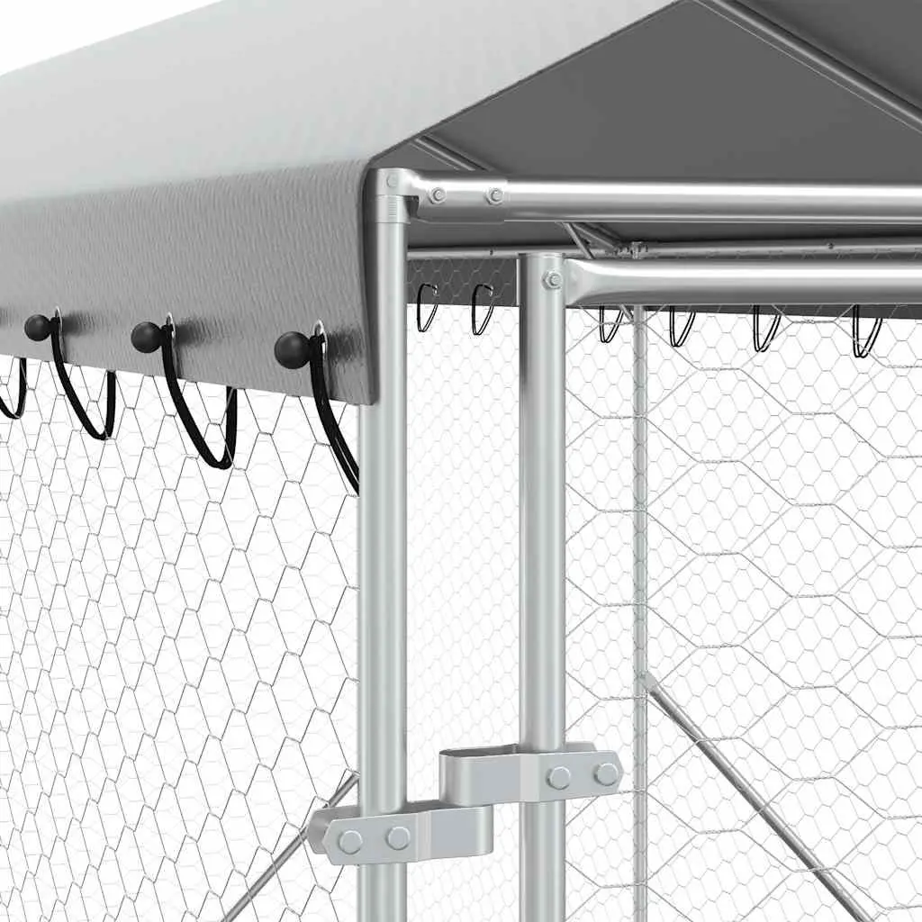 Outdoor Dog Kennel Large Galvanised Steel with Roof Pet Run Enclosure