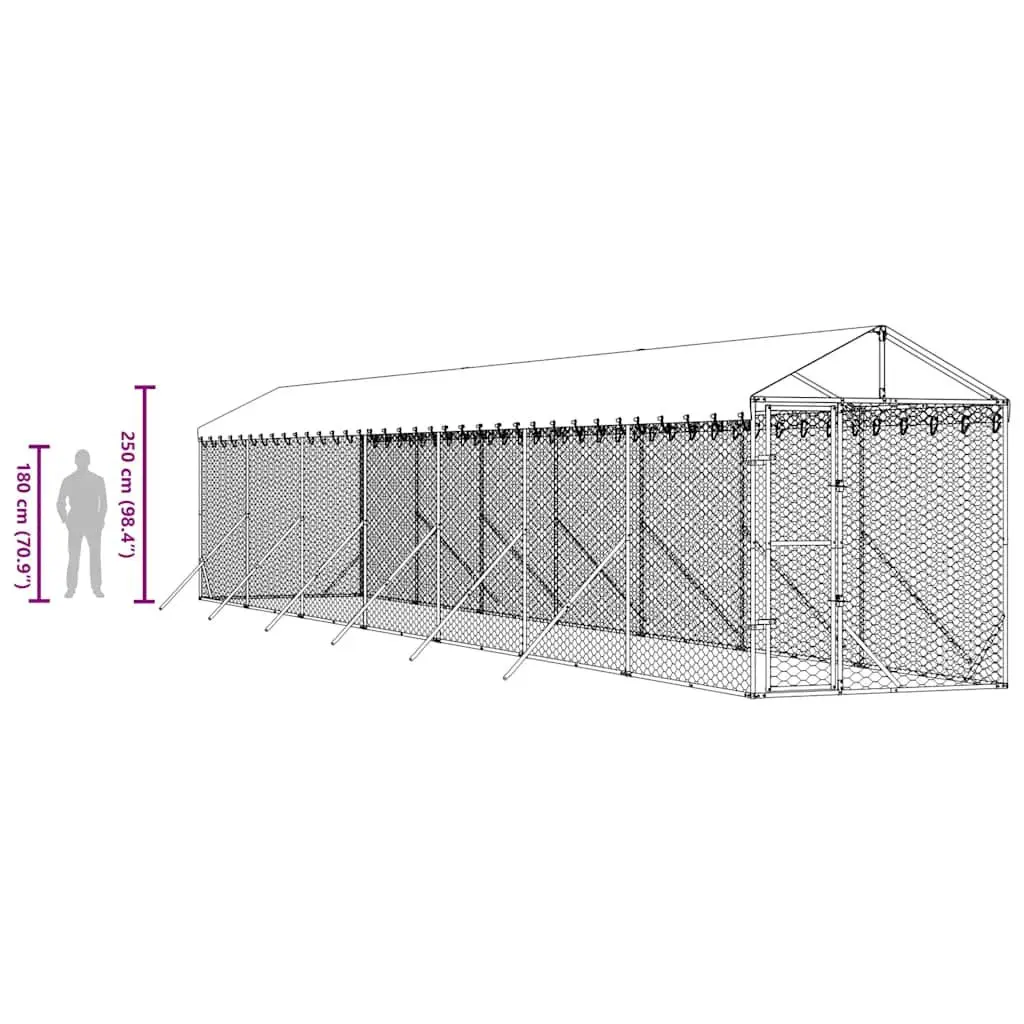 Outdoor Dog Kennel Large Galvanised Steel with Roof Pet Run Enclosure