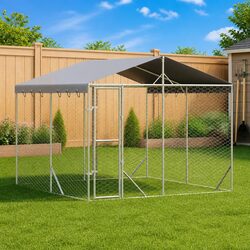 Outdoor Dog Shelter with Roof and Galvanised Steel Frame