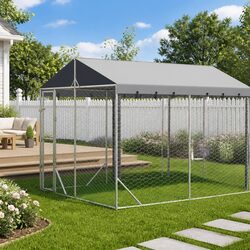 Enhance Your Space with this Spacious Dog Kennel Silver 3x7.5x2.5m