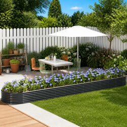 Garden Raised Bed Galvanised Steel Frame Outdoor Planter Anthracite 507x100x36cm