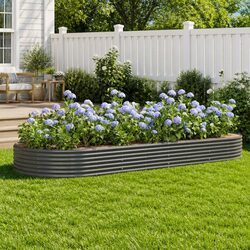 Sturdy Planter Box for Garden - Grey Galvanised Raised Bed