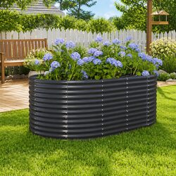 Raised Garden Bed Anthracite Outdoor Planter Box Steel Frame 175x100x68cm