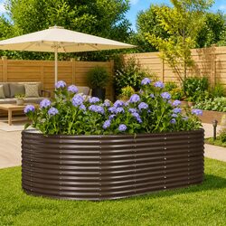 Spacious Brown Planter Box for Outdoor Vegetables and Herbs