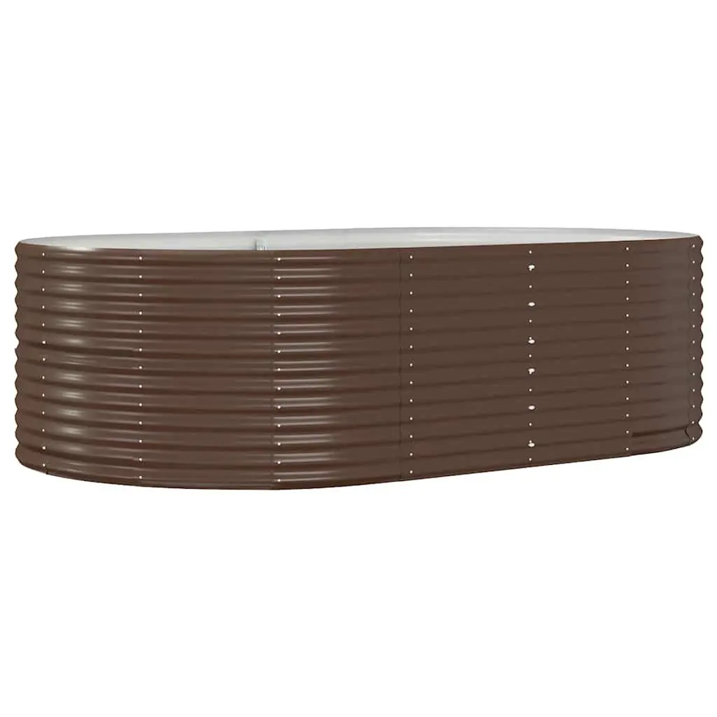 Garden Raised Bed Planter Box Brown Large Sturdy Galvanised Steel Frame for Outdoor Vegetable Flower Herb Planting