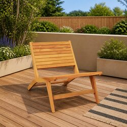 Outdoor Garden Chair Solid Wood Teak Foldable Backrest Patio Seating Brown