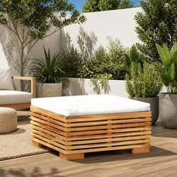 Outdoor Footrest Ottoman Garden Patio Sectional Sofa Unit with Cushion Teak Wood