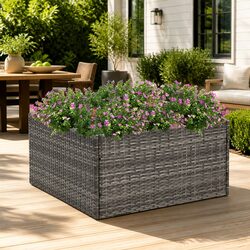 Enhance Your Garden with a Grey Poly Rattan Planter