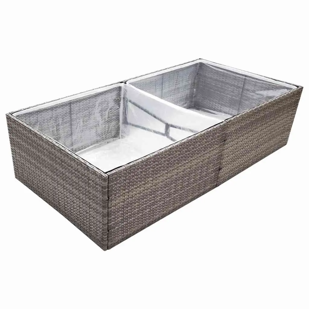 Garden Planter Box 157L x 80W x 40H cm Grey Poly Rattan Raised Bed Outdoor Flower Plant Container