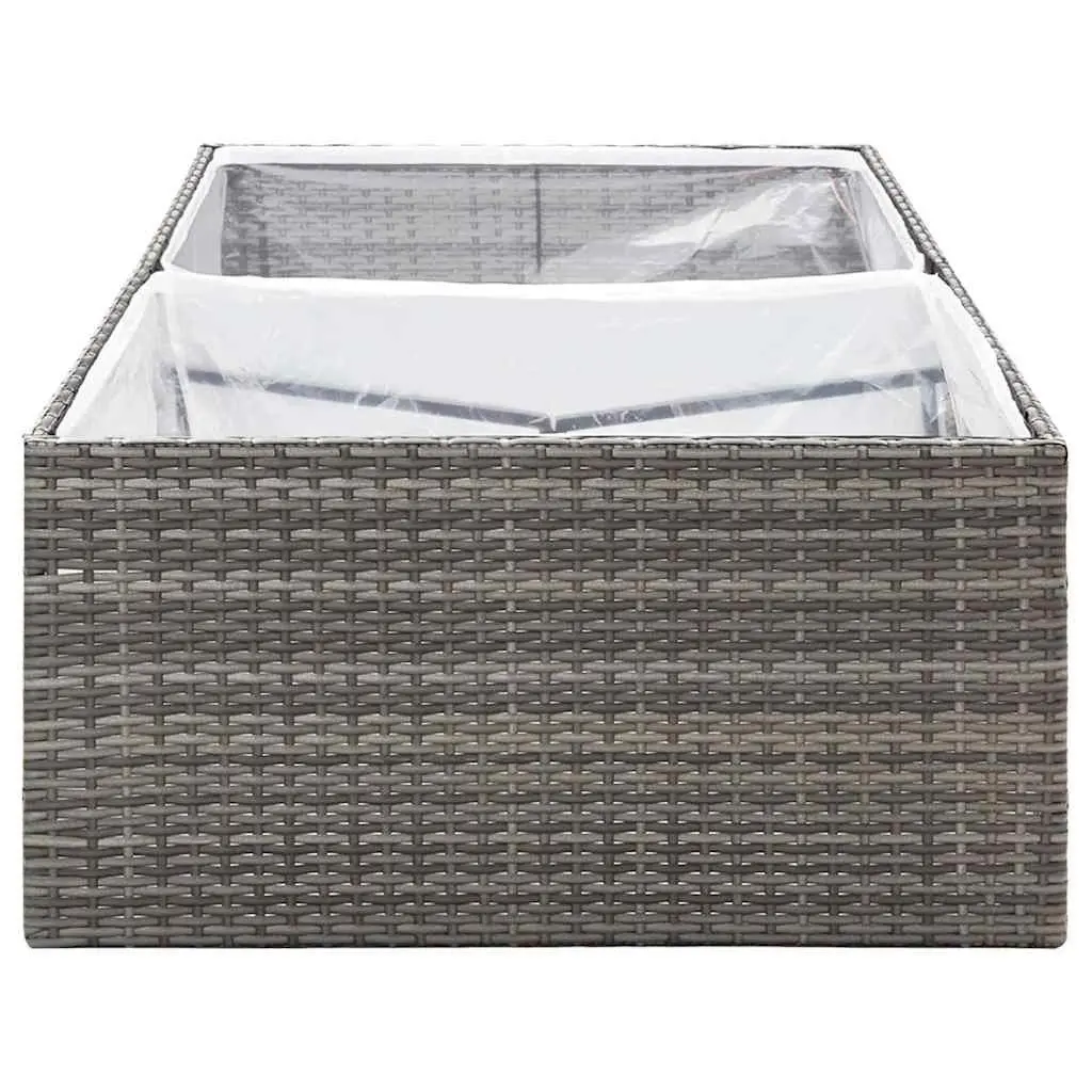 Garden Planter Box 157L x 80W x 40H cm Grey Poly Rattan Raised Bed Outdoor Flower Plant Container