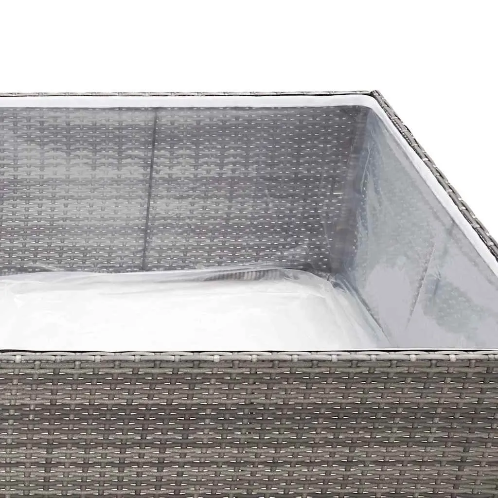 Garden Planter Box 157L x 80W x 40H cm Grey Poly Rattan Raised Bed Outdoor Flower Plant Container