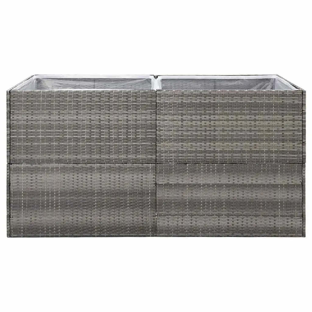 Garden Planter Box 157x80x80cm Grey Poly Rattan Raised Flower Bed Outdoor Patio