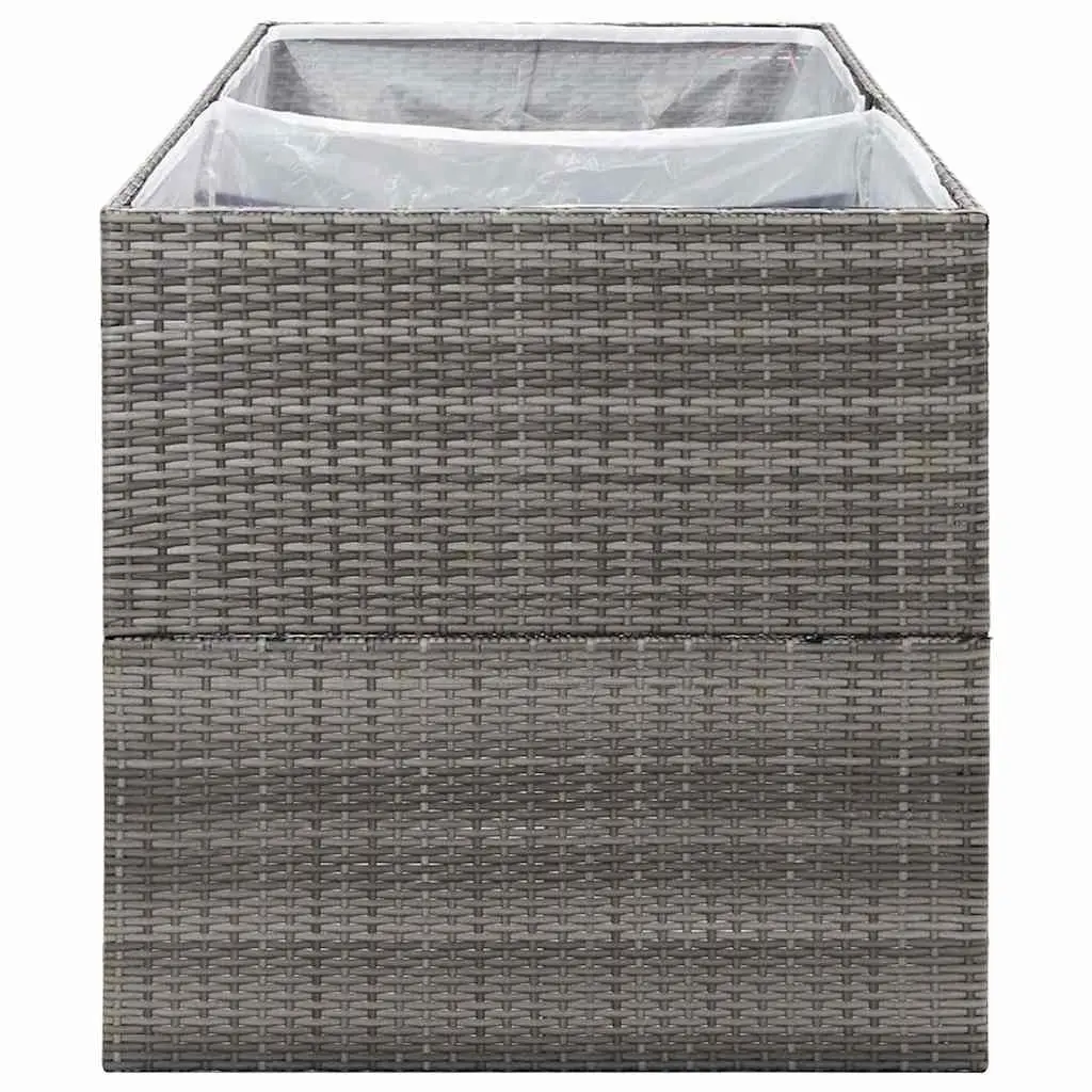 Garden Planter Box 157x80x80cm Grey Poly Rattan Raised Flower Bed Outdoor Patio