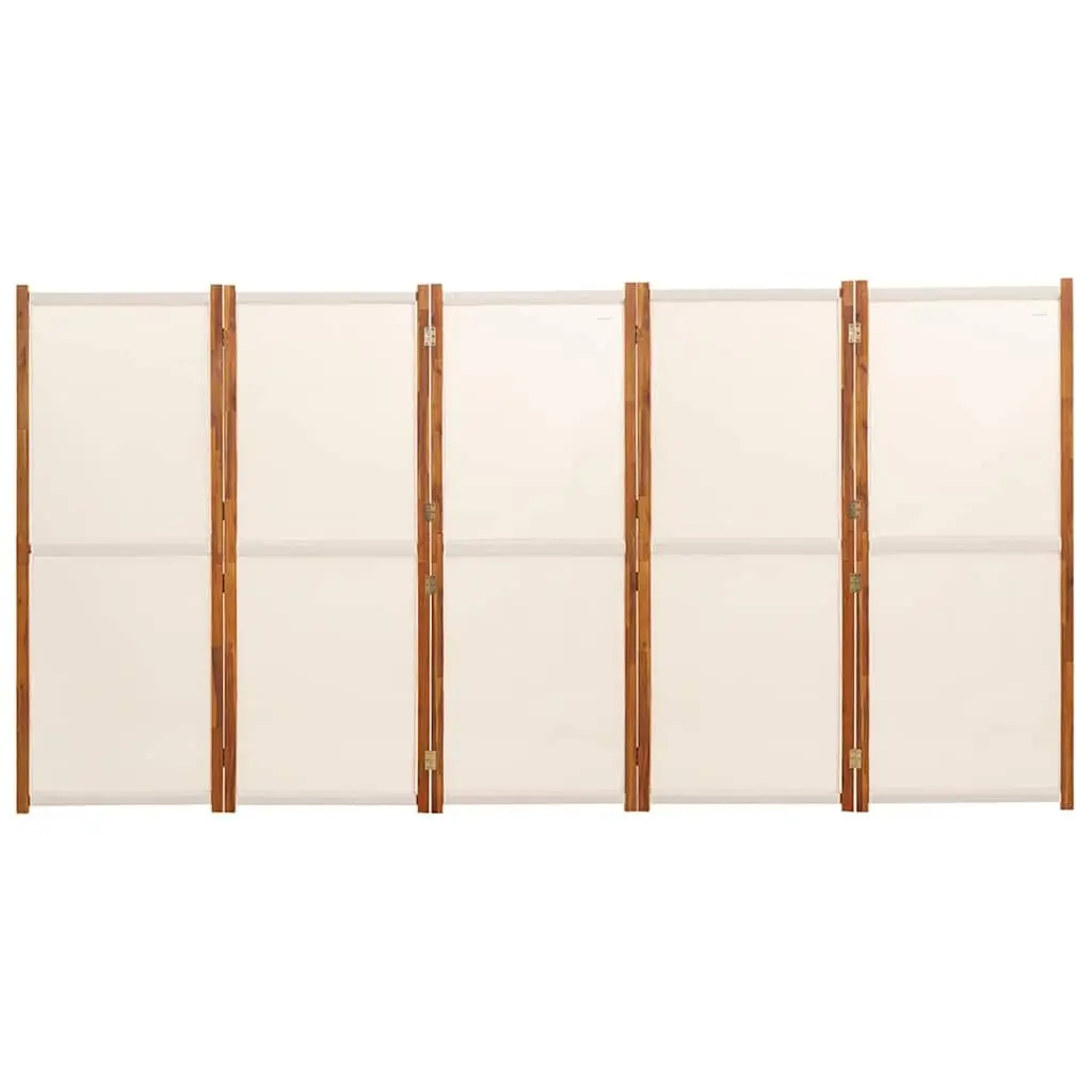 5-Panel Room Divider Cream White Folding Privacy Screen Indoor Outdoor Partition