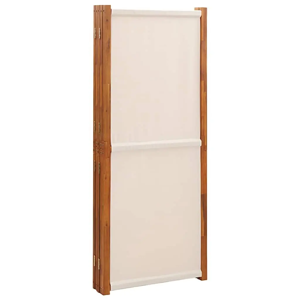 5-Panel Room Divider Cream White Folding Privacy Screen Indoor Outdoor Partition