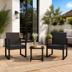 Enhance Your Space with a 3 Piece Black Garden Lounge Set