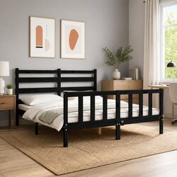 Enhance Your Bedroom with a Black Pine Bed Frame 150x200 cm