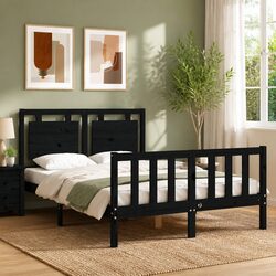 Elevate Your Bedroom with a Sturdy Black Pine Bed Frame