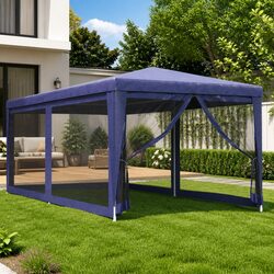 3x6m Blue Gazebo Tent with Mesh Walls for Outdoor Events