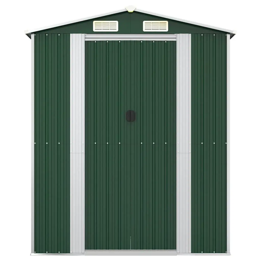 Galvanised Steel Garden Shed Green 192x108x223cm Outdoor Storage Tool House with Sliding Gate and Ventilation