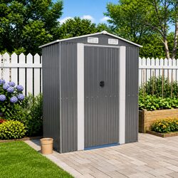 Enhance Your Outdoor Space with this Light Grey Garden Shed