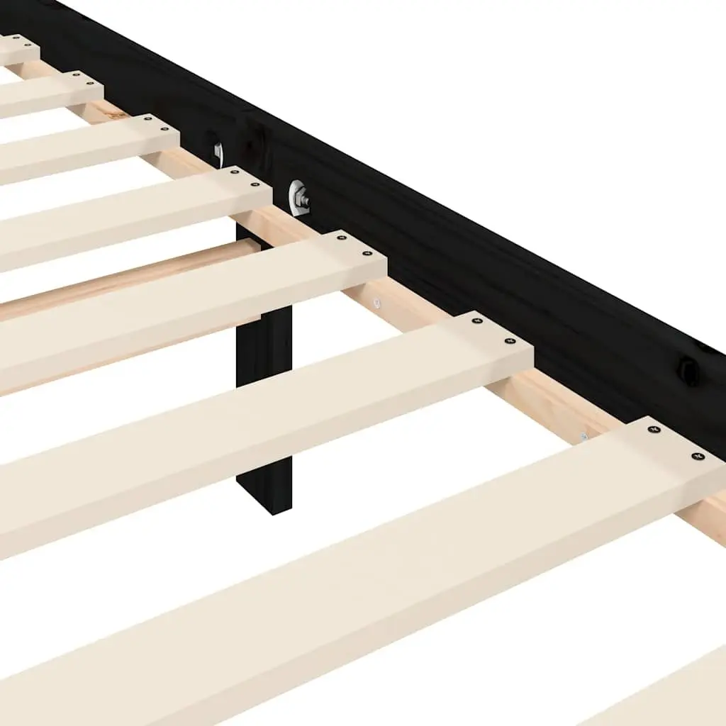 Bed Frame 150x200 cm Solid Pine Wood Black Headboard Footboard