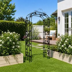 Enhance Your Space with This Black Steel Garden Arch 116x45x240cm