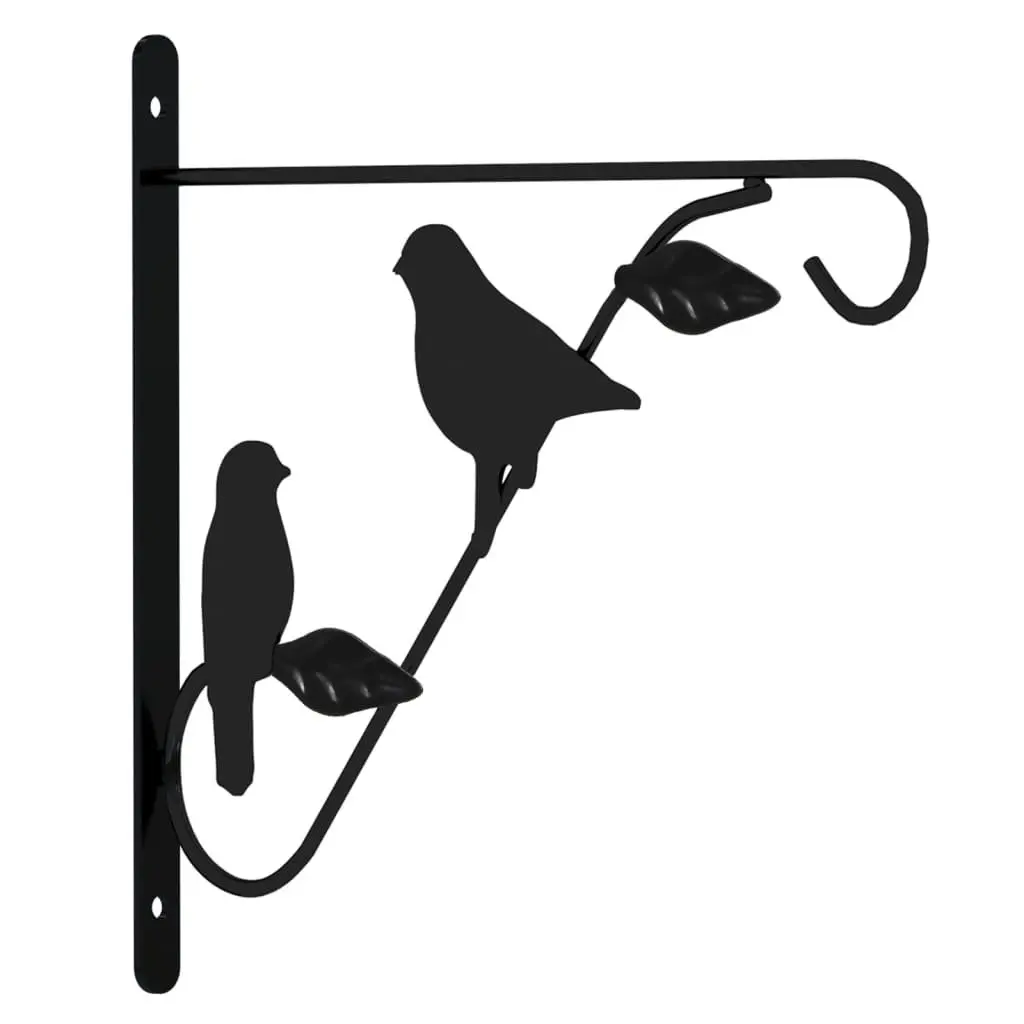 Hanging Basket Brackets 4 Piece Black Steel Durable Weather Resistant Garden Patio