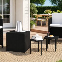 Enhance Your Outdoor Space with 3 Black Rattan Tables
