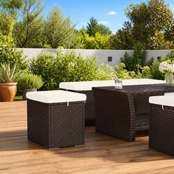 Comfortable Brown Poly Rattan Ottoman for Your Patio